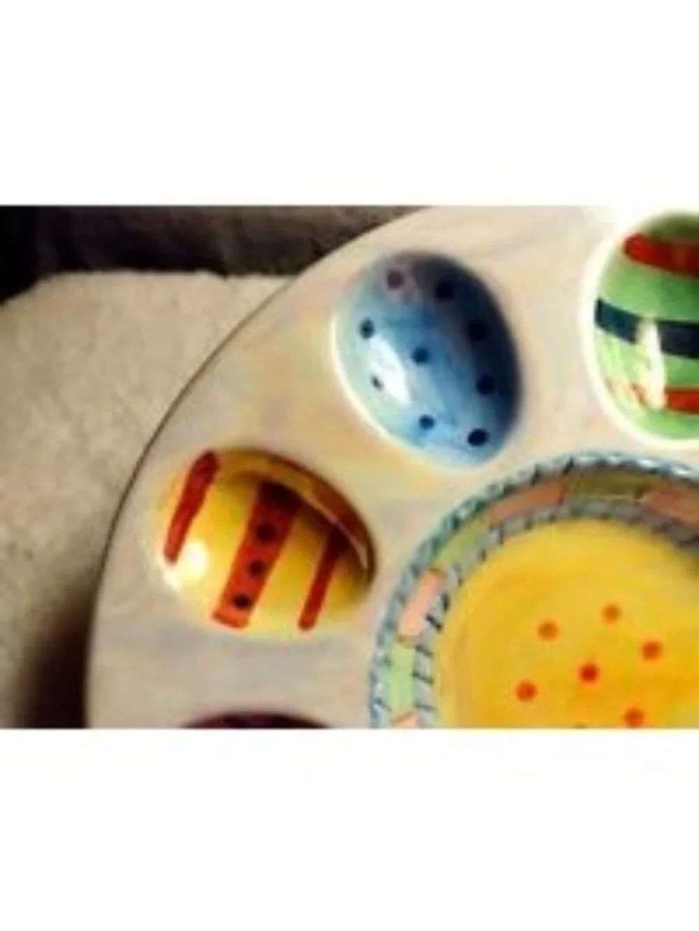 Easter Deviled Egg Plate Serving Tray Ceramic Colorful Cute Home Decor Festive